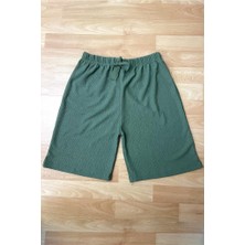 Betimoda Kadın Beli Lastikli Bol Paça Oversize Bürümcük Kumaş Şort