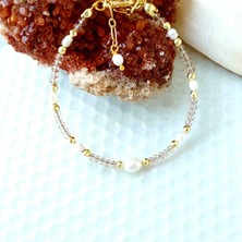 By Song Jewelry Gerçek Incili Kristal Bileklik