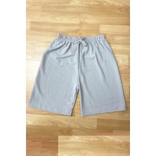 Betimoda Kadın Beli Lastikli Bol Paça Oversize Bürümcük Kumaş Şort