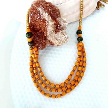 By Song Jewelry Ahşap Otantik Turuncu Kolye