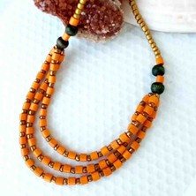 By Song Jewelry Ahşap Otantik Turuncu Kolye
