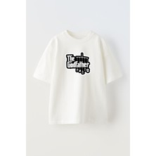 Nmg Tekstil Unisex Beyaz Oversize Pamuk The Godfather Yazı Baskılı Örme T-Shirt