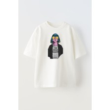 Nmg Tekstil Unisex Beyaz Oversize Pamuk Im Dead Inside Baskılı Örme T-Shirt