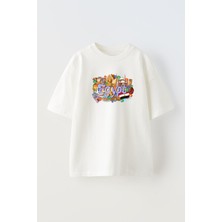 Nmg Tekstil Unisex Beyaz Oversize Pamuk Mısır Şehir Poster Baskılı Örme T-Shirt