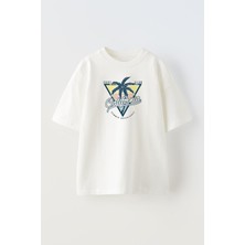 Nmg Tekstil Unisex Beyaz Oversize Pamuk California Süperman Baskılı Örme T-Shirt