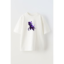 Nmg Tekstil Unisex Beyaz Oversize Pamuk Kennen Lol Karakter Baskılı Örme T-Shirt