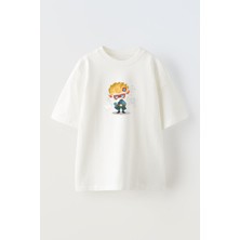 Nmg Tekstil Unisex Beyaz Oversize Pamuk Heim Lol Baskılı Örme T-Shirt