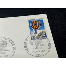 1971 Fransa Ilk Gün Zarfı Sıcak Hava Balon Havacılık Temalı Ipek Baskı France Fdc