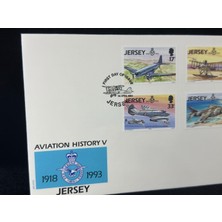 1993 Jersey Havacılık Temalı Ilk Gün Zarfı Jersey Aviation History V Royal Air Force Raf Fdc