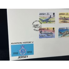 1993 Jersey Havacılık Temalı Ilk Gün Zarfı Jersey Aviation History V Royal Air Force Raf Fdc