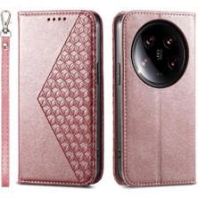 Colorful Shop Xiaomi 14 Için Flip Case Ultra El Kayışı Eşkenar Dörtgen Şekli Standı Günlük Kullanım (Yurt Dışından)