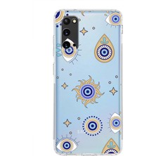 Printify Samsung Galaxy S20 ile Uyumlu 1mm Slim Fit Nazar Boncuğu 5 Baskılı Şeffaf Silikon Kılıf