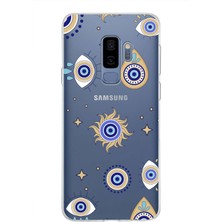 Printify Samsung Galaxy S9 ile Uyumlu 1mm Slim Fit Nazar Boncuğu 5 Baskılı Şeffaf Silikon Kılıf