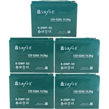 Safir Jel Akü 12 V - 52+ Ah 14.5kg (60 - 80 Ah Uyumlu) - 5'li Set