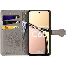 BDT Boutique Realme C65 Için Flip Case Kısa Kayış Kapak Kapak Karikatür Hayvanlar Deri (Yurt Dışından)