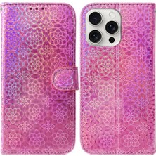 BDT Boutique IPhone 16 Için Flip Case Pro Max Standı Tutucu Kart Yuvası Glitter Renkli (Yurt Dışından)