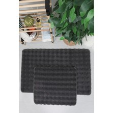 My Evilla Modern Bubble Yıkanabilir Kaymaz Peluş Banyo Paspası Halısı 2li Klozet Takımı 60X100-50X60CM Antrasit