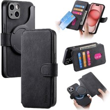 Mays Shop IPhone 15 Için Flip Case Cüzdan Retro Kart Standı Mıknatıs Koruyucu Malzeme (Yurt Dışından)