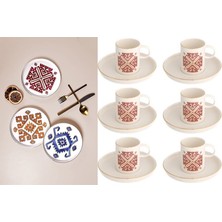 Porland Arabesque 18CM Pasta ve 80CC Kahve Fincan Takımı 6 Kişilik 18 Parça