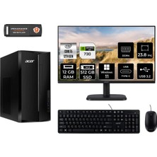 Acer Aspire TC1760 Intel Core I5 12400 12GB 512GB SSD GT730/4GB 23.8" Fhd Monitör W11P DT.BHUEM.005 Masaüstü Bilgisayar & Per4 USB Bellek DTBHUEM005MNT2407