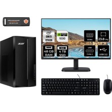 Acer Aspire TC1760 Intel Core I3 12100 48GB 4tb SSD GT1030/4GB 23.8" Fhd Monitör Fdos DT.BHUEM.004 Masaüstü Bilgisayar & Per4 USB Bellek DTBHUEM004MNT3345