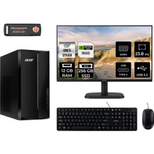 Acer Aspire TC1760 Intel Core I5 12400 12GB 256GB SSD GTX1650/4GB 23.8" Fhd Monitör Fdos DT.BHUEM.005 Masaüstü Bilgisayar & Per4 USB Bellek DTBHUEM005MNT4306