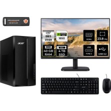 Acer Aspire TC1760 Intel Core I5 12400 40GB 4tb SSD GTX1650/4GB 23.8" Fhd Monitör Fdos DT.BHUEM.005 Masaüstü Bilgisayar & Per4 USB Bellek DTBHUEM005MNT4340