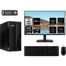 Acer Aspire TC1760 Intel Core I3 12100 32GB 4tb SSD RX550/4GB 23.8" Fhd Monitör Fdos DT.BHUEM.004 Masaüstü Bilgisayar & Per4 USB Bellek DTBHUEM004MNT1330