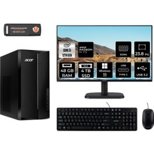 Acer Aspire TC1760 Intel Core I3 12100 48GB 4tb SSD RX550/4GB 23.8" Fhd Monitör W11P DT.BHUEM.004 Masaüstü Bilgisayar & Per4 USB Bellek DTBHUEM004MNT1445