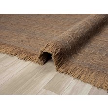 Carpetrium Home Antique Trk Light Brown - Dört Tarafı Saçaklı Pamuklu Yıkanabilir Kilim