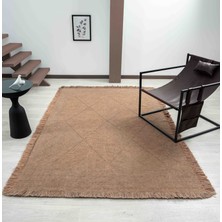 Carpetrium Home Antique Mnc Light Brown - Dört Tarafı Saçaklı Pamuklu Yıkanabilir Kilim