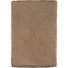 Carpetrium Home Antique Mnc Light Brown - Dört Tarafı Saçaklı Pamuklu Yıkanabilir Kilim