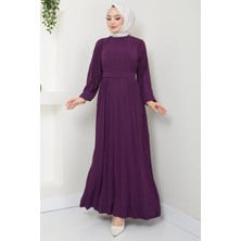 Hafsa Mina  Kemerli Piliseli Aerobin Elbise Mor Hm2339