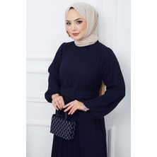 Hafsa Mina Kemerli Piliseli Aerobin Elbise Lacivert Hm2339