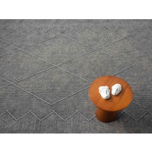 Carpetrium Home Antique Mnc Grey - Dört Tarafı Saçaklı Pamuklu Yıkanabilir Kilim