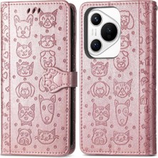 Mays Boutique Huawei Pura 70 Pro Için Flip Case Kısa Kayış Karikatür Hayvanlar Darbeye (Yurt Dışından)