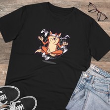 Bs Moda Unisex Gamer Dog Yoga Baskılı Siyah Basic Tshirt