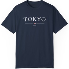 Bs Moda Unisex Tokyo Japonya Şehir Baskılı Lacivert Basic T-Shirt