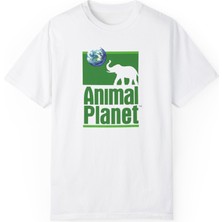 Bs Moda Unisex Animal Tv Baskılı Beyaz Basic T-Shirt