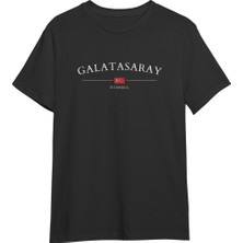 Bs Moda Unisex Galatasaray Baskılı Siyah Basic Tshirt