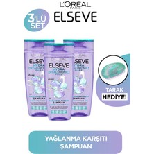 L'Oréal Paris Tarak Hediyeli Elseve Hydra Pure Salisilik Asit Içeren Yağlanma Karşıtı Nemlendirici  3'lü Şampuan Seti