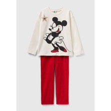 United Colors Of Benetton Kız Çocuk Krem Mickey Baskılı Pijama Takımı