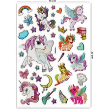 Bear & Pear Unicorn Sticker Kabartmalı Çıkartma Etiket Stiker Set