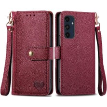 Mays Boutique Samsung Galaxy M55 Fermuar Aşk Deri Kılıf Cüzdan Için Flip Case (Yurt Dışından)