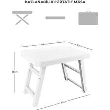 Pikas Portatif Katlanabilir Masa, Piknik Masası, Balkon Sehpası