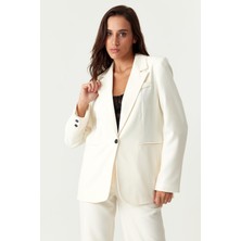 Select Moda Kadın Siyah Düğme Detaylı Blazer Ceket