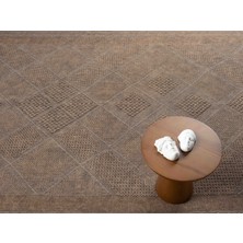 Carpetrium Home Antique Spt Light Brown - Dört Tarafı Saçaklı Pamuklu Yıkanabilir Kilim