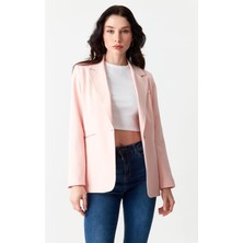 Select Moda Kadın Siyah Düğme Detaylı Blazer Ceket