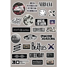 Anime Marketi Rock Müzik Grupları Sticker Seti Telefon Journal Sticker Seti 25 Adet