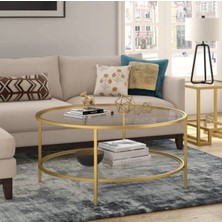 Tino Furniture Roma Gold 2 Raflı Orta Sehpa Temperli Cam (Kırılmaz)